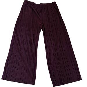 J. Jill Pure Jill Women's Large Burgundy Accordion Wide Leg Cropped Pants